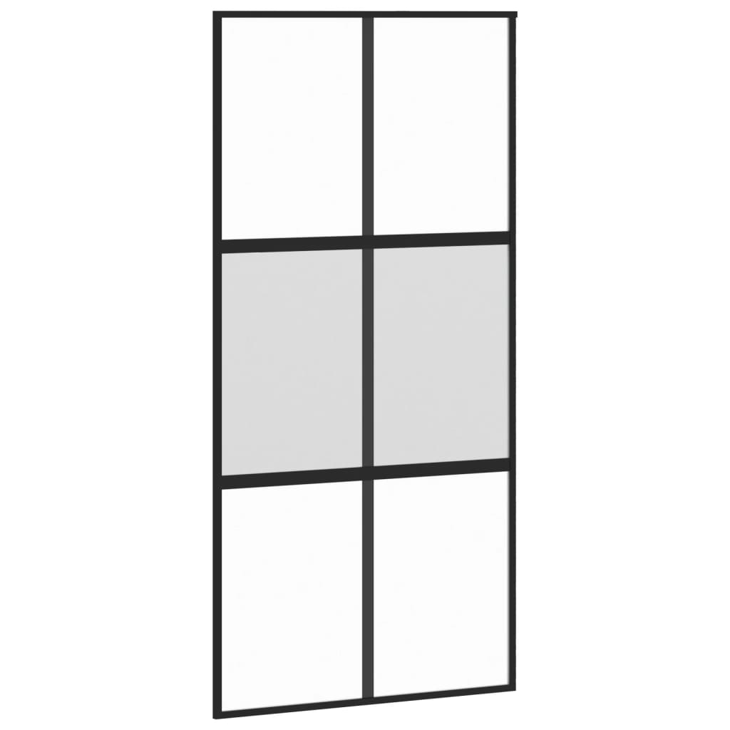 vidaXL Sliding Door Black 102.5x205 cm Tempered Glass and Aluminium