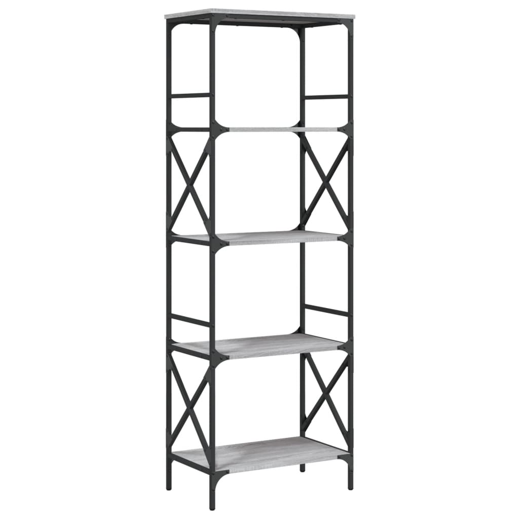 vidaXL Bookcase 5-Tier Grey Sonoma 59x35x171 cm Engineered Wood