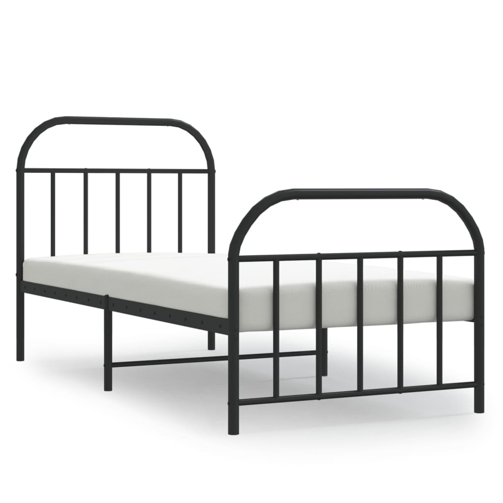 vidaXL Metal Bed Frame without Mattress with Footboard Black 90x200 cm