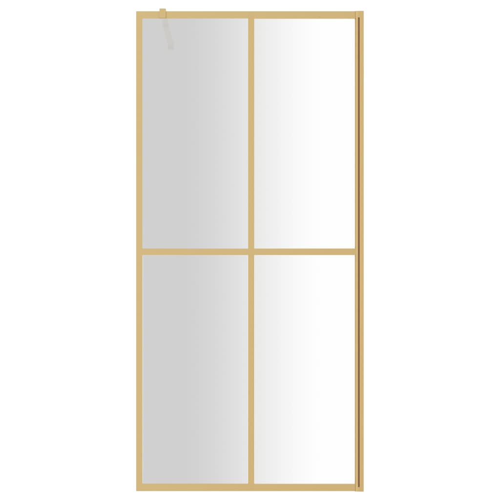 vidaXL Walk-in Shower Wall with Clear ESG Glass Gold 90x195 cm