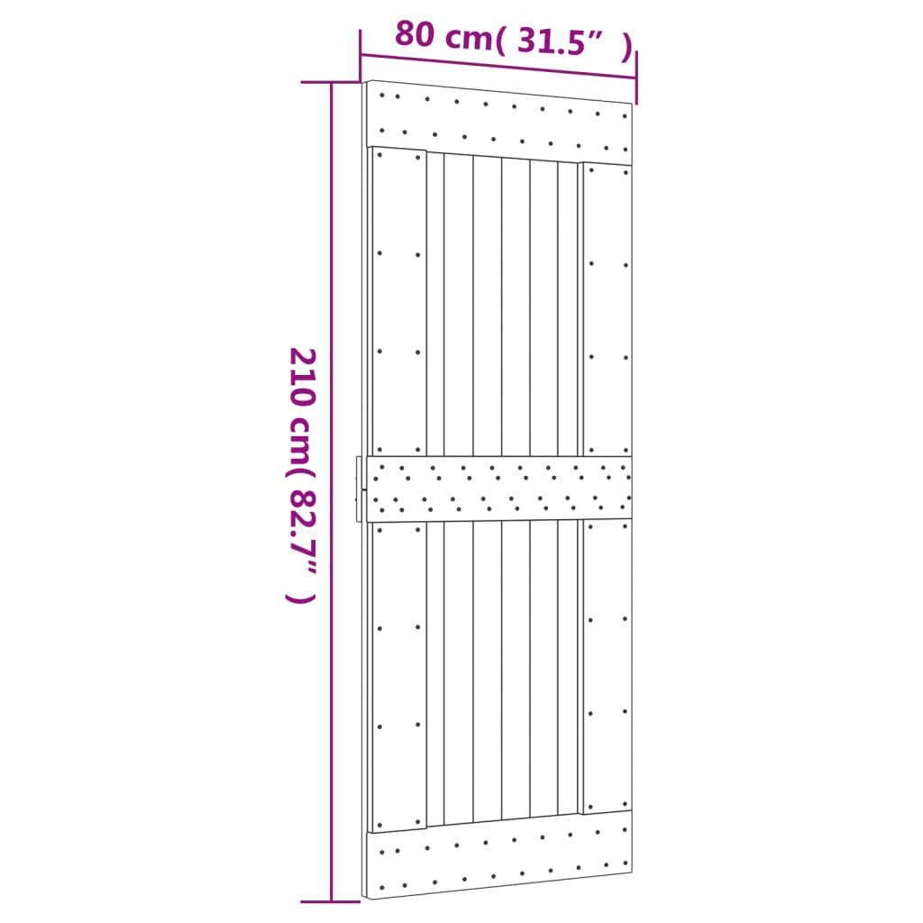 vidaXL Sliding Door with Hardware Set 80x210 cm Solid Wood Pine