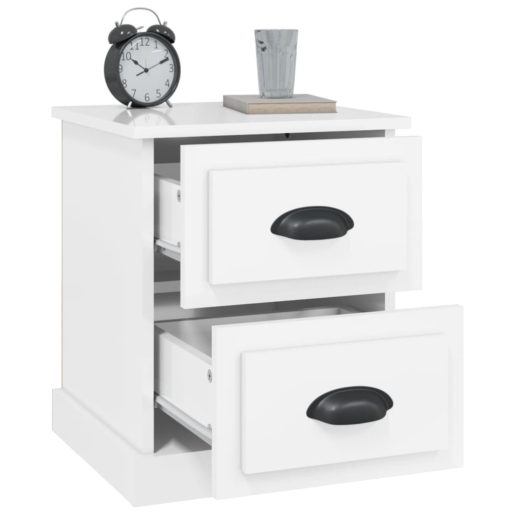 vidaXL Bedside Cabinets 2 pcs High Gloss White 39x39x47.5 cm Engineered Wood