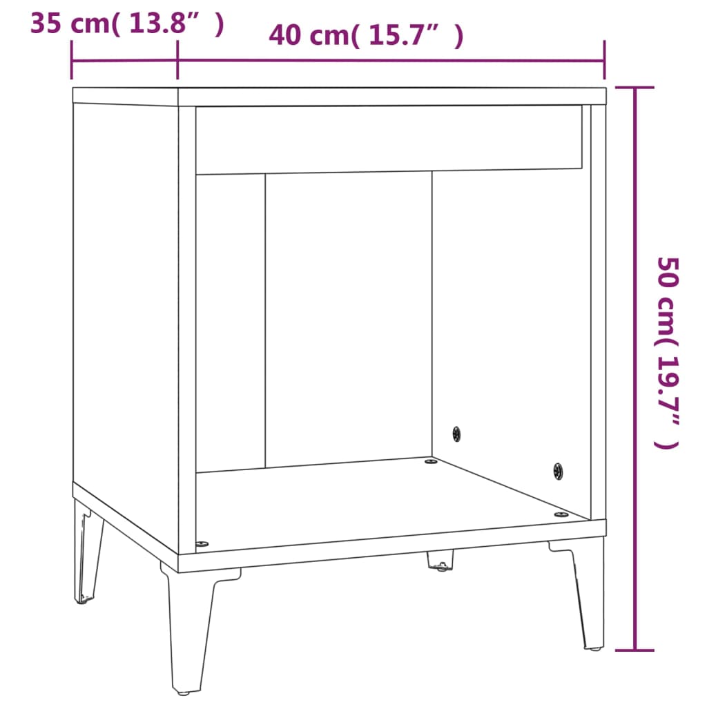 vidaXL Bedside Cabinet Smoked Oak 40x35x50 cm