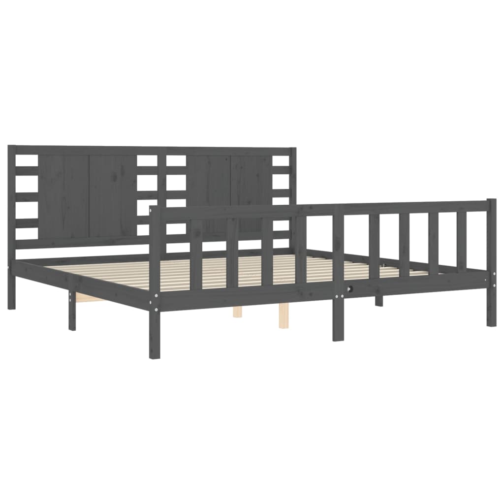 vidaXL Bed Frame without Mattress Grey 200x200 cm Solid Wood Pine