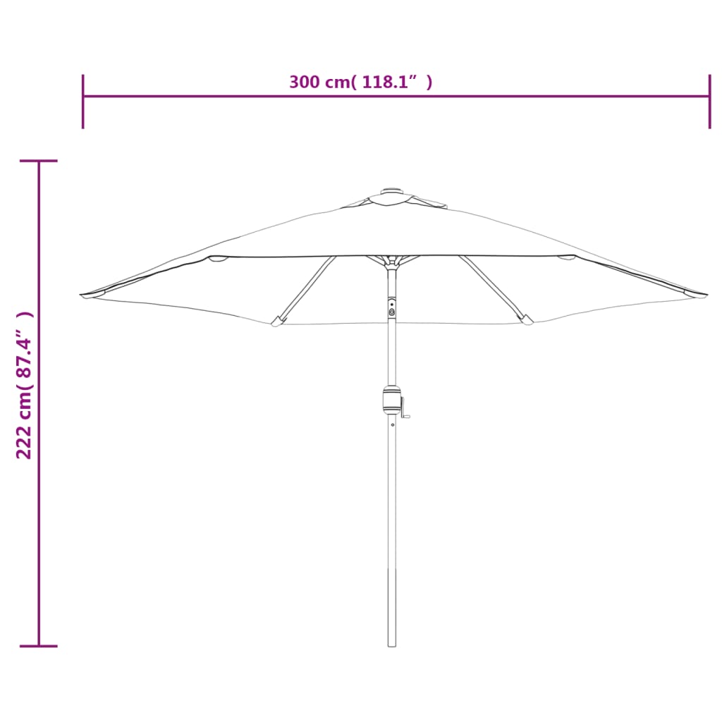 vidaXL Garden Parasol with Metal Pole 300 cm Anthracite