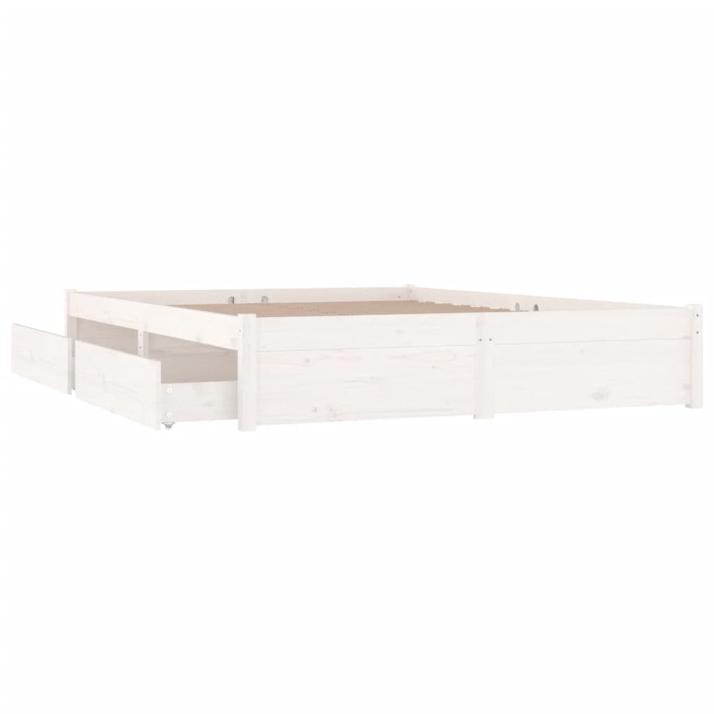 3103514 vidaXL Bed Frame without Mattress with Drawers White 140x200 cm (814950+815000)