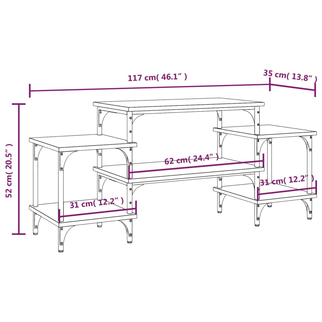 vidaXL TV Cabinet Smoked Oak 117x35x52 cm Engineered Wood