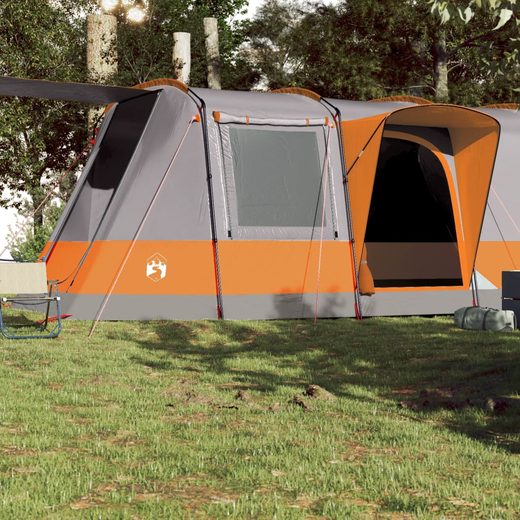 vidaXL Camping Tent Tunnel 4-Person Grey and Orange Waterproof