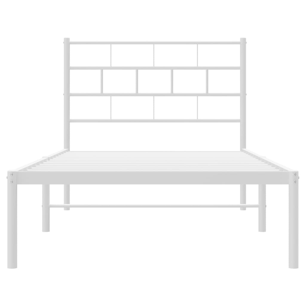 vidaXL Metal Bed Frame without Mattress with Headboard White 107x203 cm