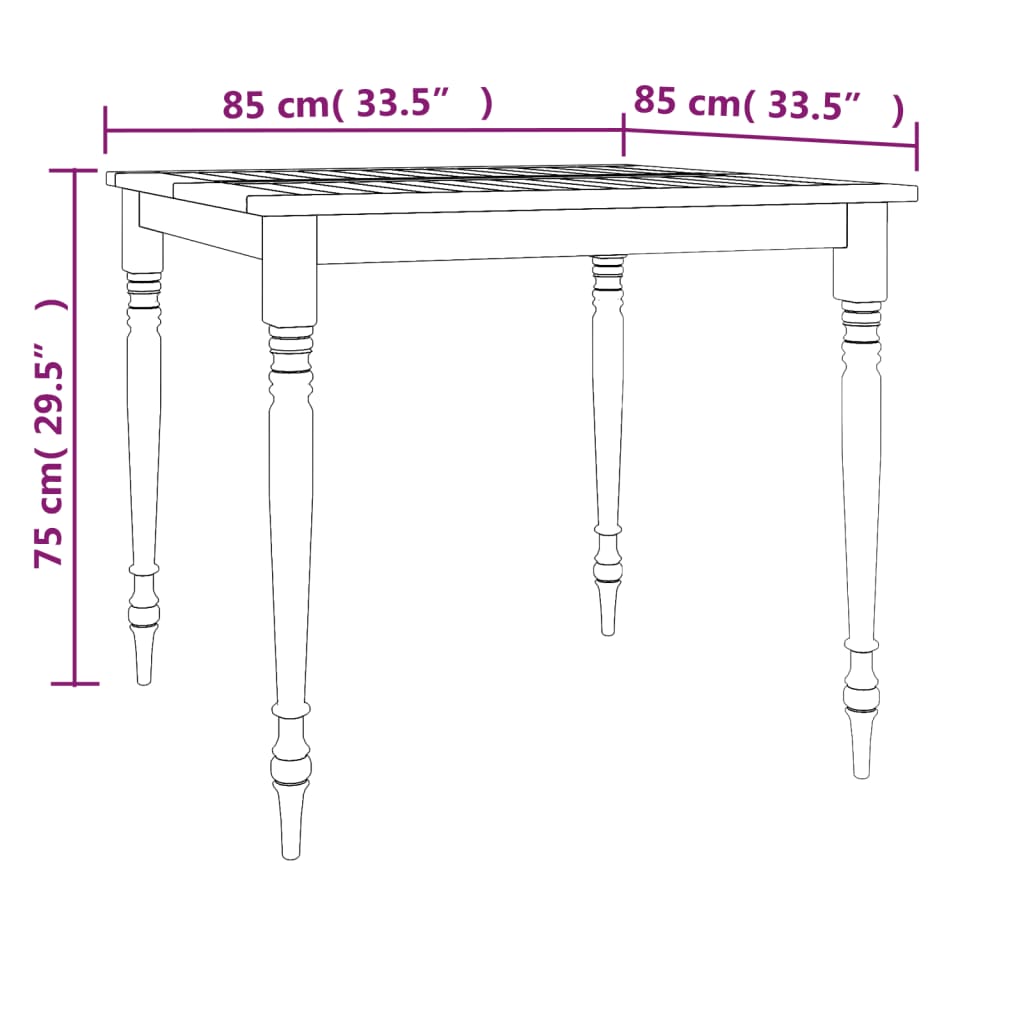 vidaXL 3 Piece Garden Dining Set Solid Wood Teak