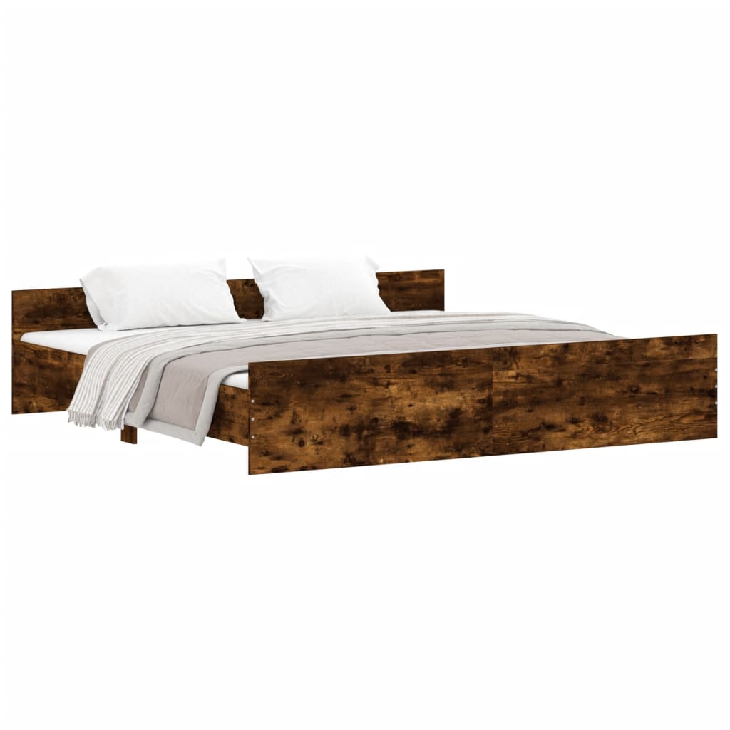 vidaXL Bed Frame without Mattress Smoked Oak 200x200 cm