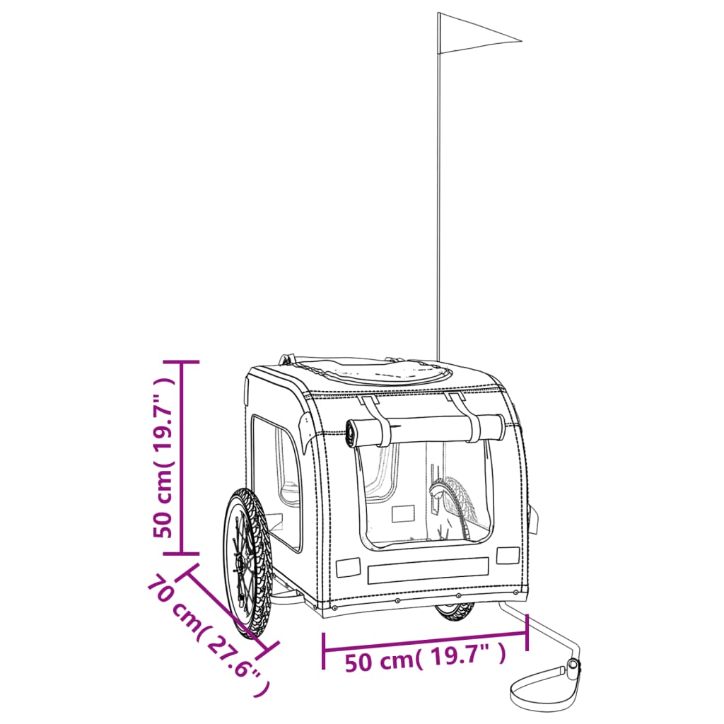 vidaXL Pet Bike Trailer Green and Grey Oxford Fabric and Iron