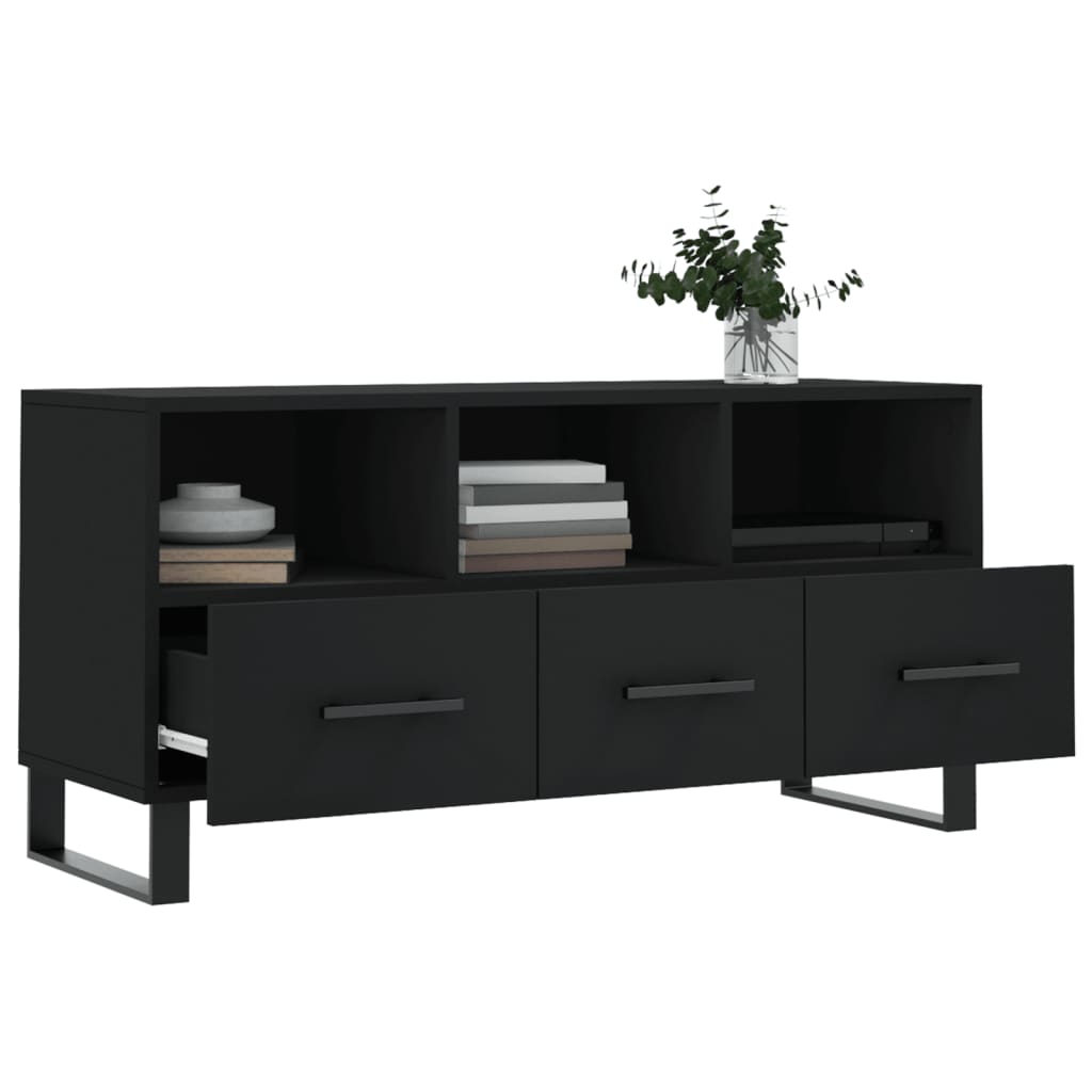 vidaXL TV Cabinet Black 102x36x50 cm Engineered Wood