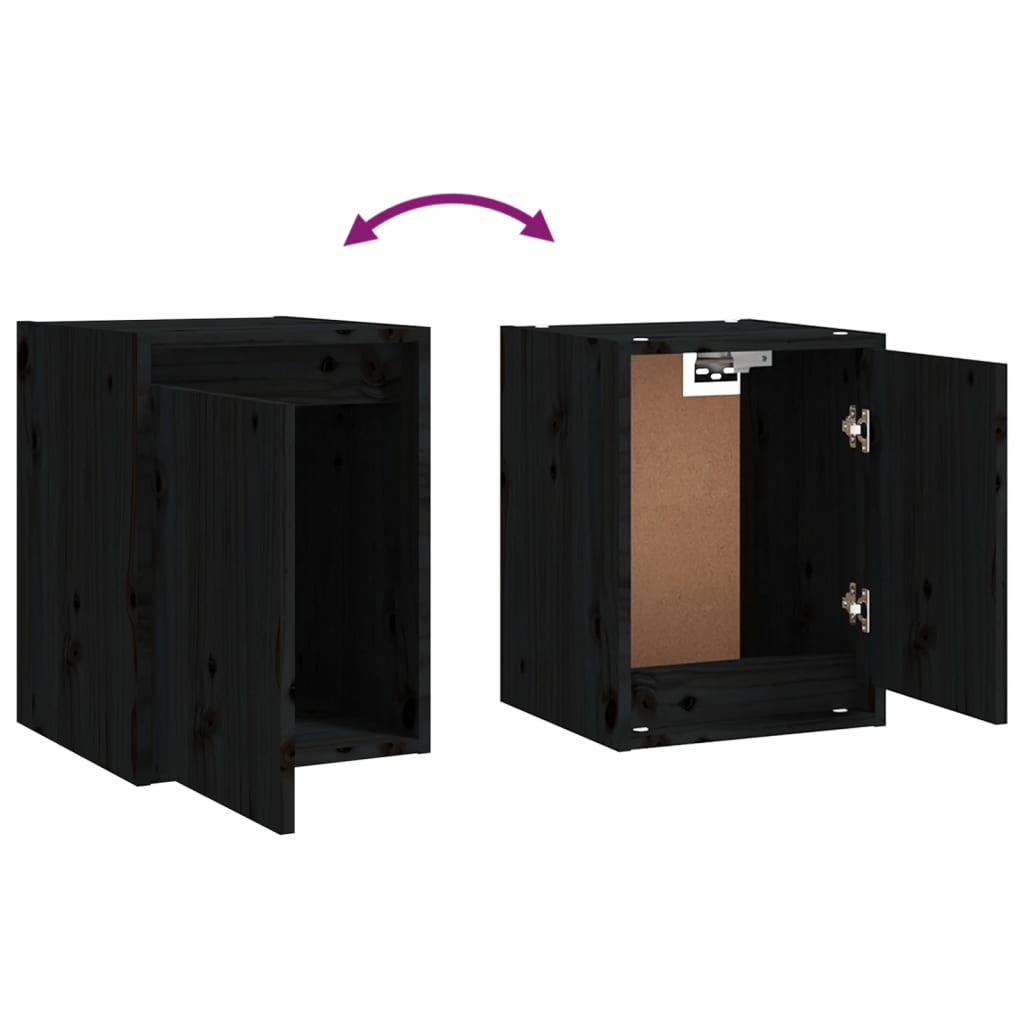 vidaXL Wall Cabinets 2 pcs Black 30x30x40 cm Solid Wood Pine