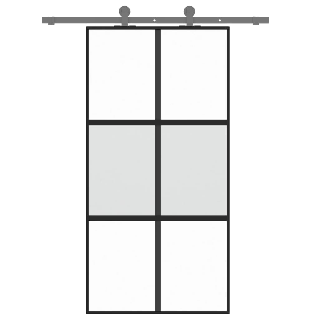 vidaXL Sliding Door Black 102.5x205 cm Tempered Glass and Aluminium