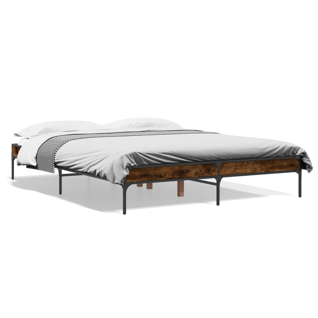 vidaXL Bed Frame without Mattress Smoked Oak 140x200 cm