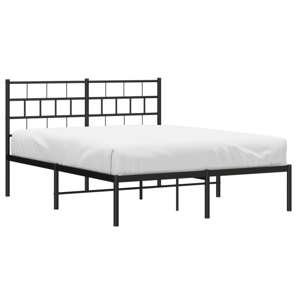 vidaXL Metal Bed Frame without Mattress with Headboard Black 140x200 cm