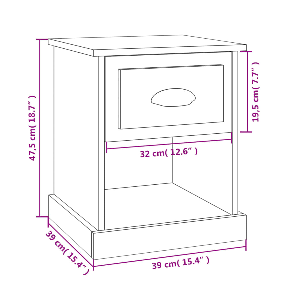 vidaXL Bedside Cabinets 2 pcs Concrete Grey 39x39x47.5 cm Engineered Wood