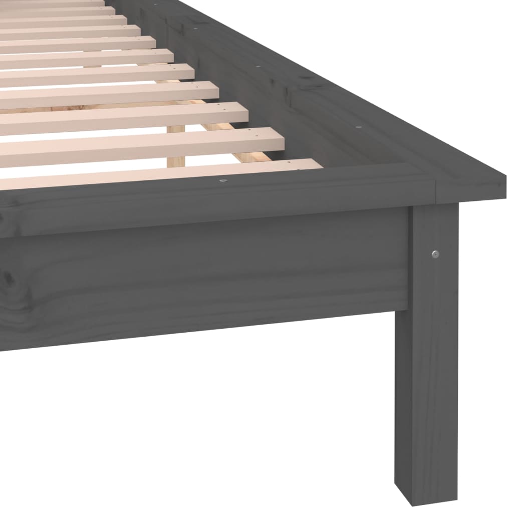 vidaXL LED Bed Frame without Mattress Grey 160x200 cm Solid Wood