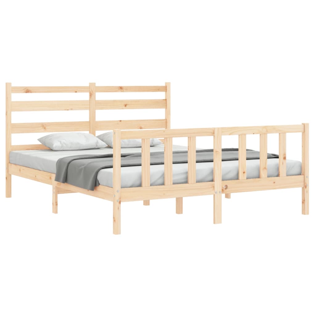 vidaXL Bed Frame without Mattress King Size Solid Wood Pine