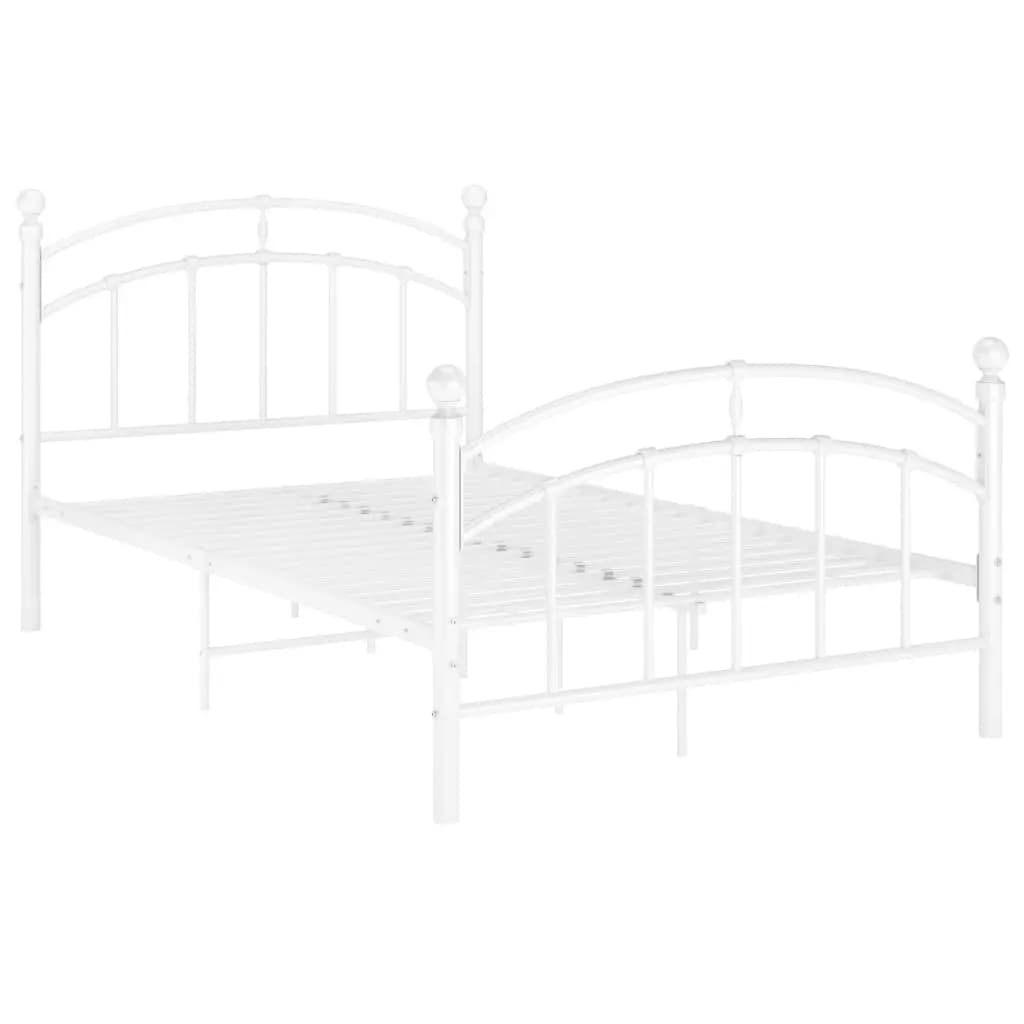 vidaXL Bed Frame without Mattress White Metal 120x200 cm