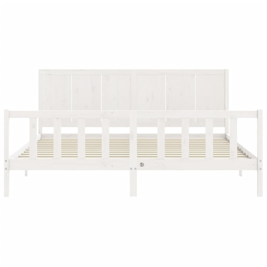 vidaXL Bed Frame without Mattress White Super King Size Solid Wood Pine