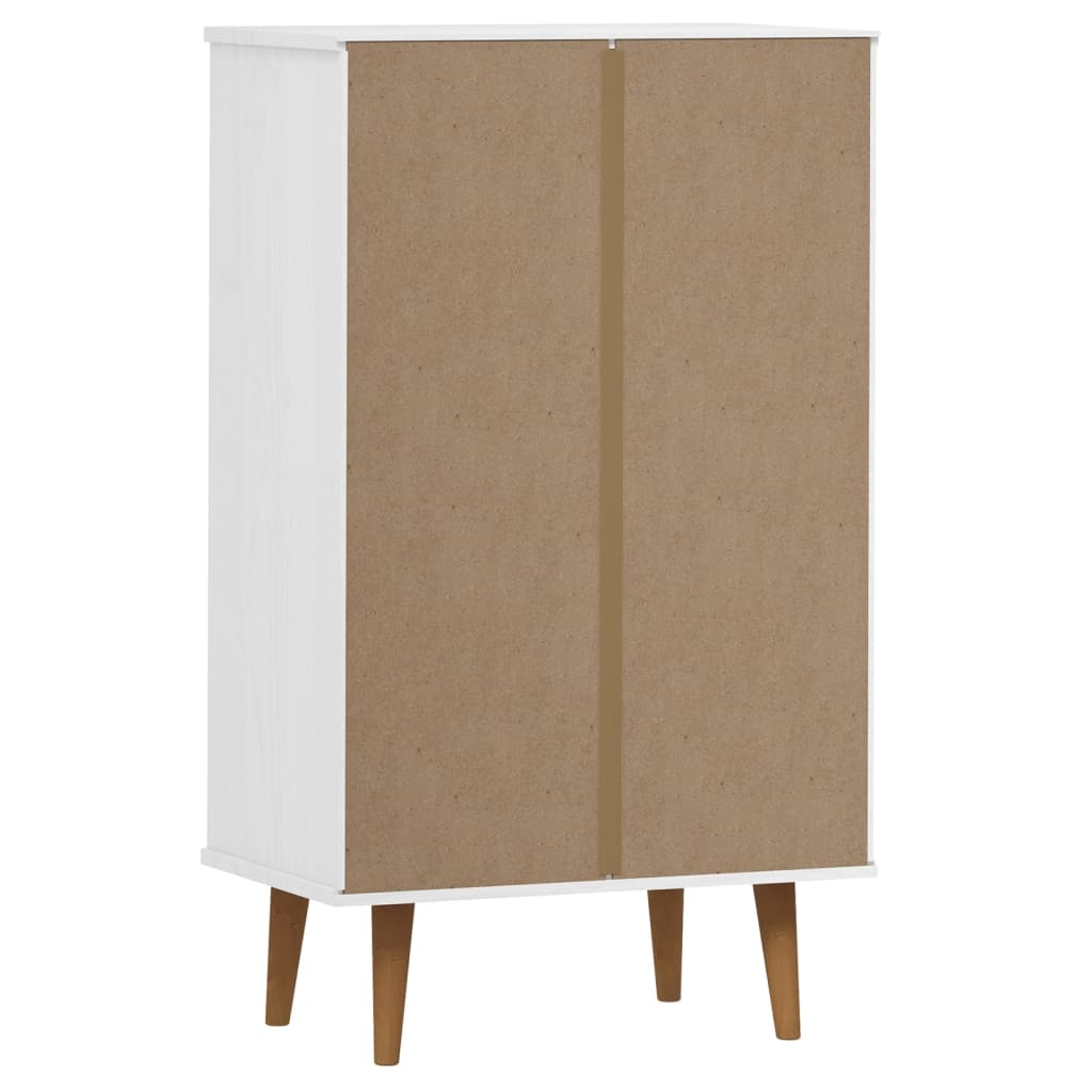 vidaXL Shoe Cabinet MOLDE White 59,5x35x103 cm Solid Wood Pine