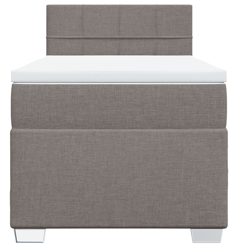 vidaXL Box Spring Bed with Mattress Taupe 100x200 cm Fabric