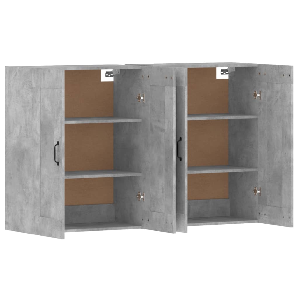 vidaXL Wall Mounted Cabinets 2 pcs Concrete Grey Engineered Wood