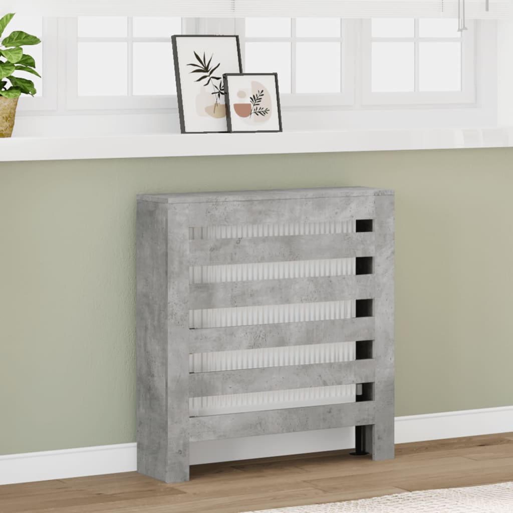 vidaXL Radiator Cover Concrete Grey 78x20x82 cm Engineered Wood