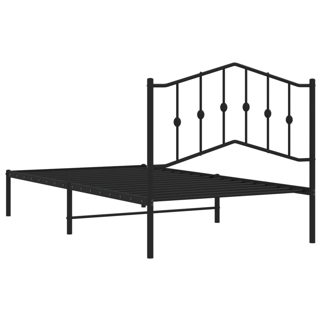 vidaXL Metal Bed Frame without Mattress with Headboard Black 100x190 cm