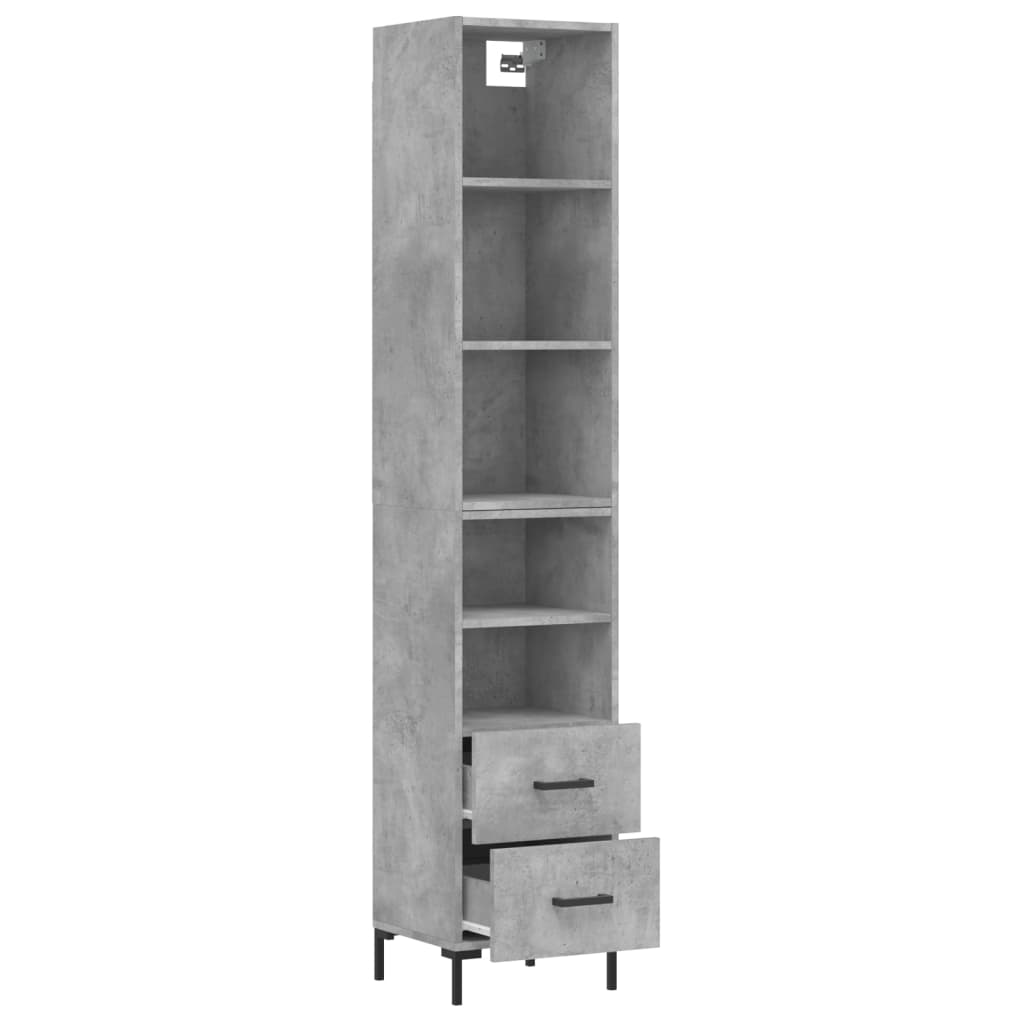 vidaXL Highboard Concrete Grey 34.5x34x180 cm Engineered Wood