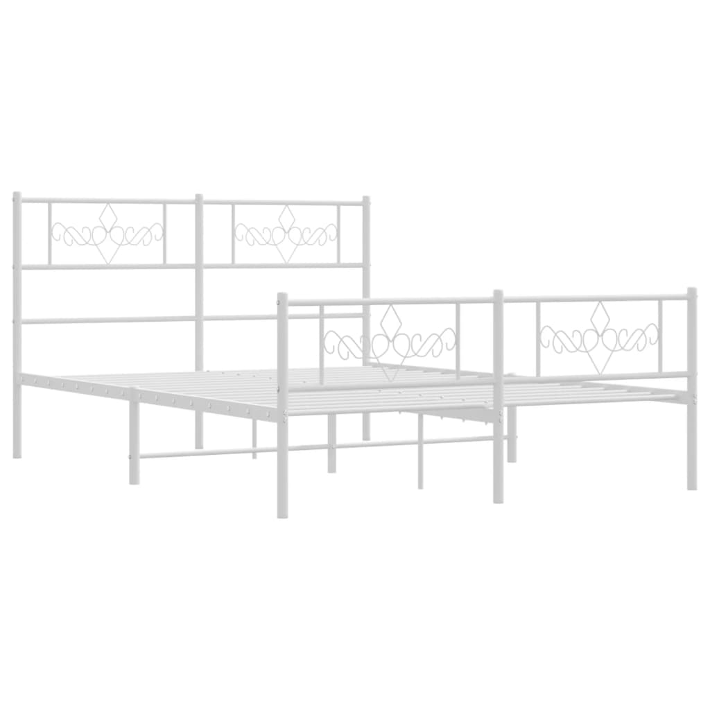 vidaXL Metal Bed Frame without Mattress with Footboard White 120x190 cm Small Double