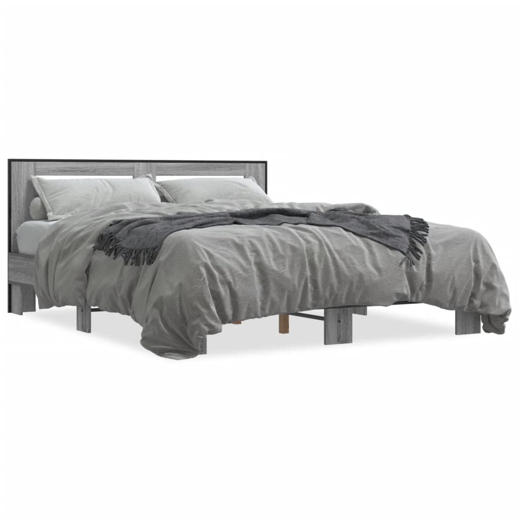 vidaXL Bed Frame without Mattress Grey Sonoma 150x200 cm King Size