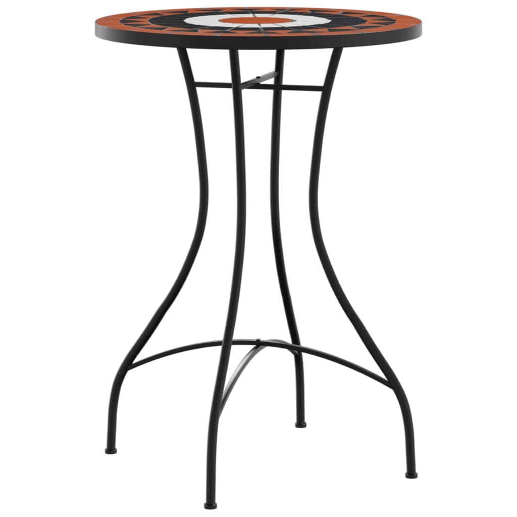 vidaXL Mosaic Bistro Set Terracotta and White Iron and Ceramic