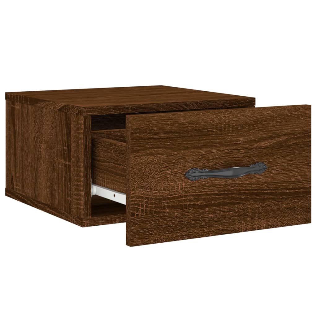 vidaXL Wall-mounted Bedside Cabinet Brown Oak 35x35x20 cm