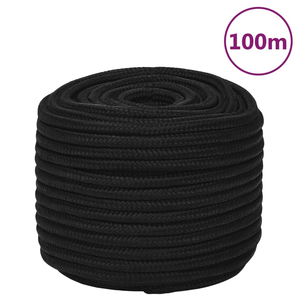 vidaXL Work Rope Black 12 mm 100 m Polyester