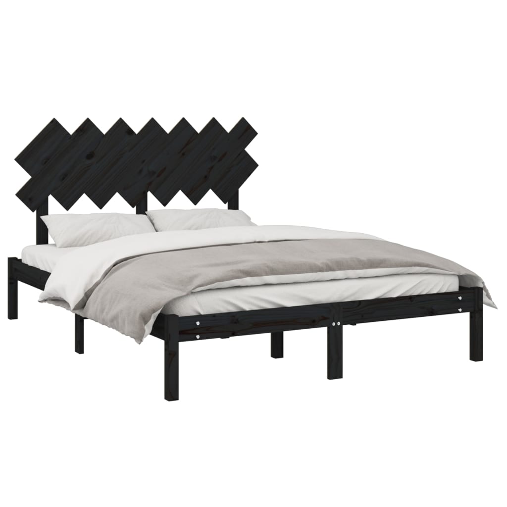 vidaXL Bed Frame without Mattress Black 140x190 cm Solid Wood