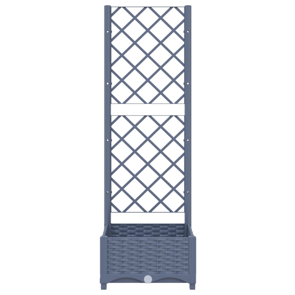 vidaXL Garden Planter with Trellis Dark Grey 40x40x121.5 cm PP