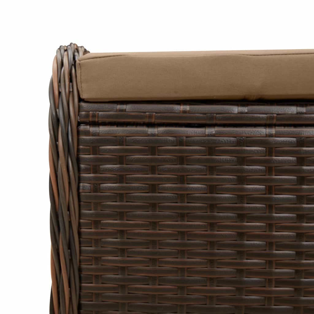 vidaXL Garden Stool with Cushion Brown 58x46x46 cm Poly Rattan