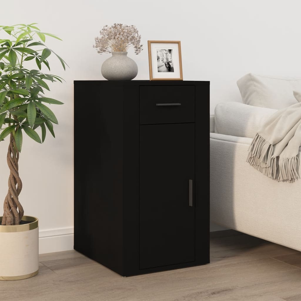 vidaXL Desk with Cabinet Black Engineered Wood