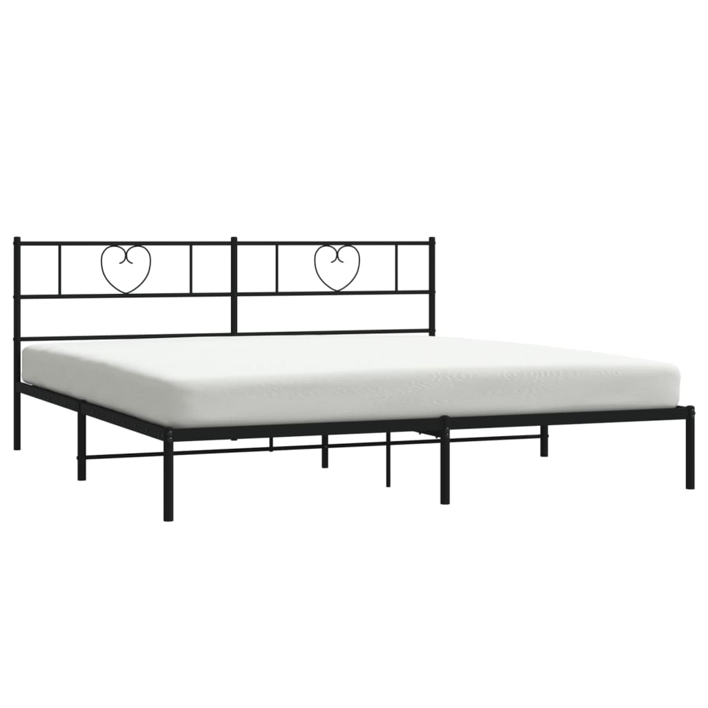 vidaXL Metal Bed Frame without Mattress with Headboard Black 183x213 cm