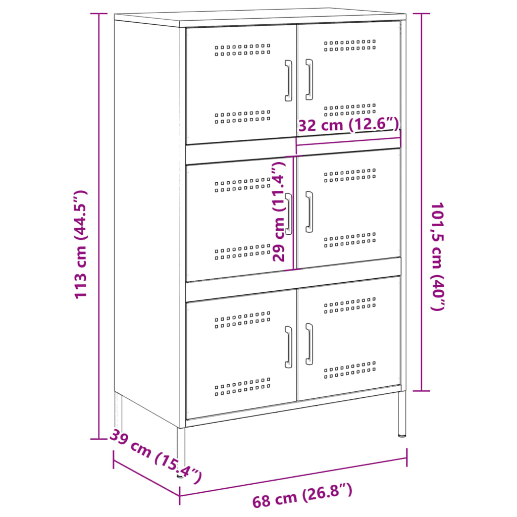 vidaXL Highboard Black 68x39x113 cm Steel