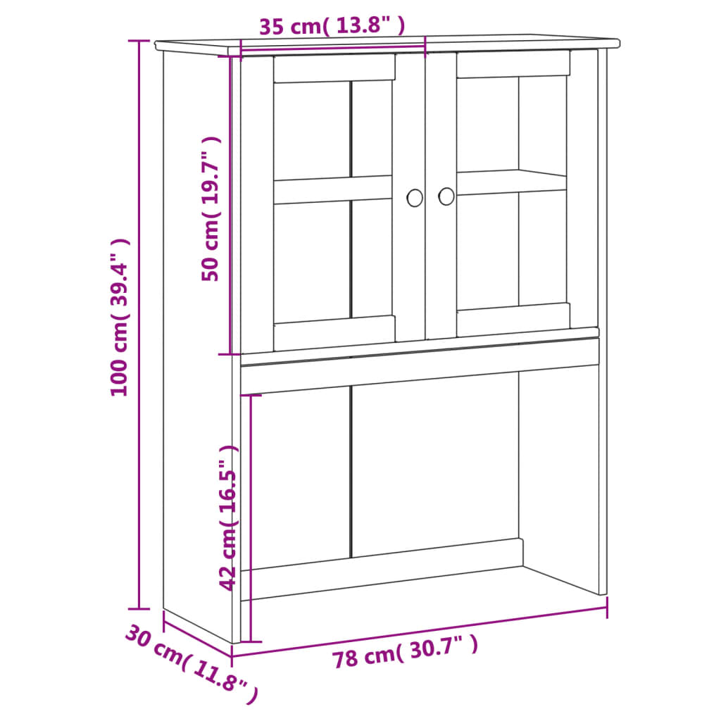 vidaXL Dresser Top VIGO Grey 78x30x100 cm Solid Wood Pine