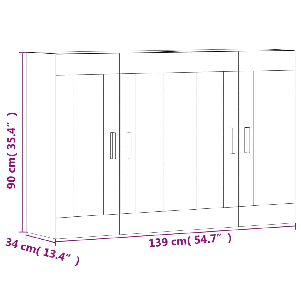 vidaXL Wall Mounted Cabinets 2 pcs Smoked Oak Engineered Wood