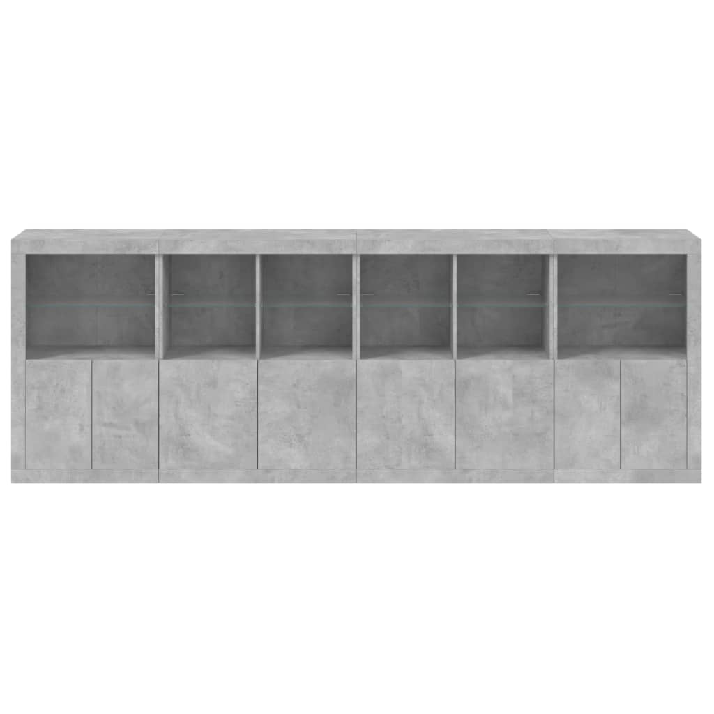 vidaXL Sideboard with LED Lights Concrete Grey 283x37x100 cm