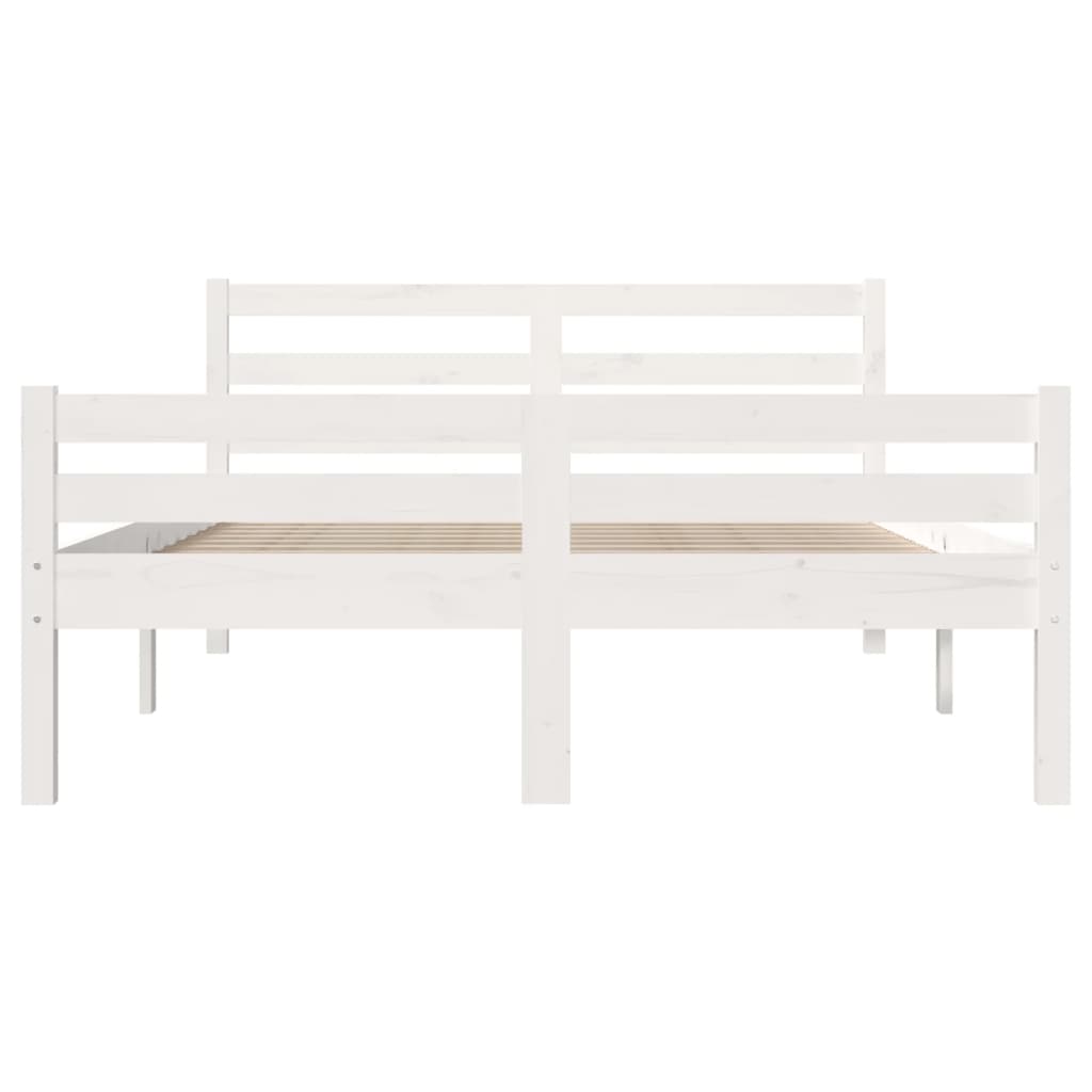 vidaXL Bed Frame without Mattress White Solid Wood 140x190 cm