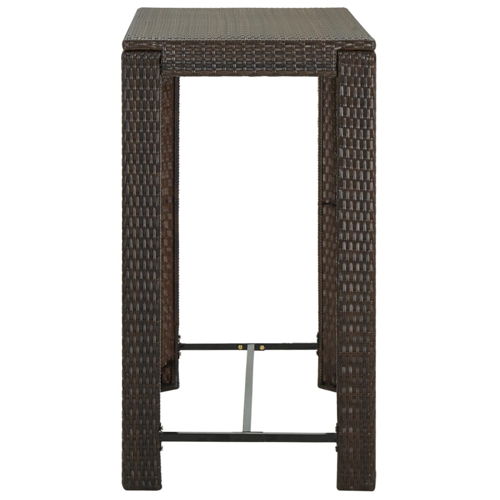 vidaXL 5 Piece Outdoor Bar Set with Armrest Poly Rattan Brown