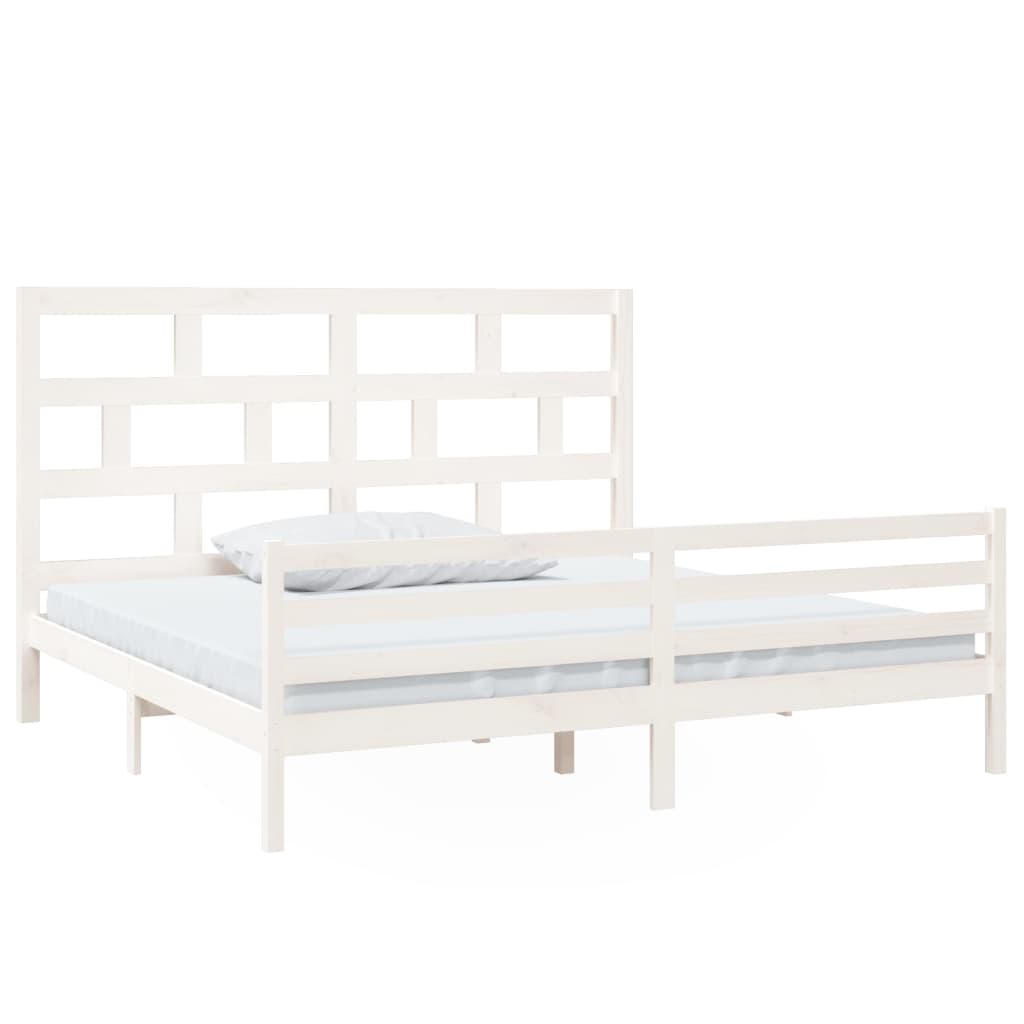 vidaXL Bed Frame without Mattress White Solid Wood 200x200 cm (810451+814215)