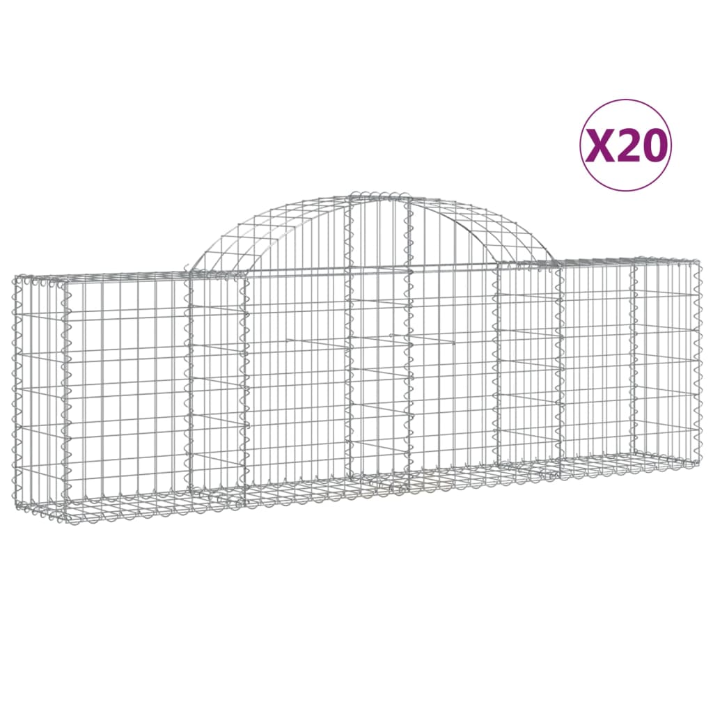 vidaXL Arched Gabion Baskets 20 pcs 200x30x60/80 cm Galvanised Iron